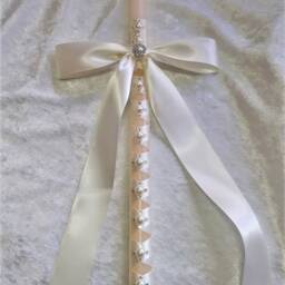 Orthodox Wedding Candles, Greece Ivory Greek Lambathes, Lambade Baptism, Swarovski Crystal Candles - thumbnail 2