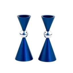 Small Shabbat Candlesticks, Hourglass Shaped Candle Sticks, Modern Judaica, Colorful Candlestick Holders, Holders - thumbnail 1