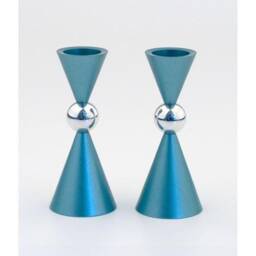 Small Shabbat Candlesticks, Hourglass Shaped Candle Sticks, Modern Judaica, Colorful Candlestick Holders, Holders - thumbnail 2