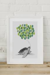 Sea Turtle Fingerprint Guestbook - Baby Shower Art Print - thumbnail 1