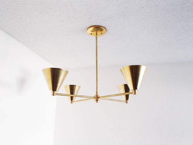 Modern Chandelier - Tea Cup Brass Ceiling Light Dining Room Living Ul Listed - image 1