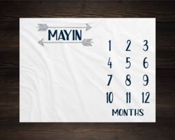 Baby Milestone Blanket Month Growth Tracker Fleece Shower Tribal Newborn Gift Minky Boy Rustic Nursery - thumbnail 1