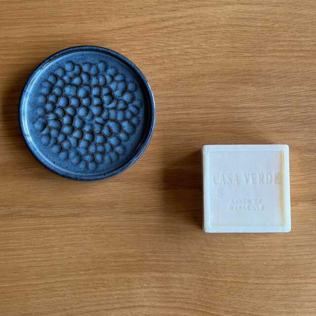 Handmade Blue Stoneware Soap Dish - Pottery Bathroom Accessory - 12cm Width - image 1