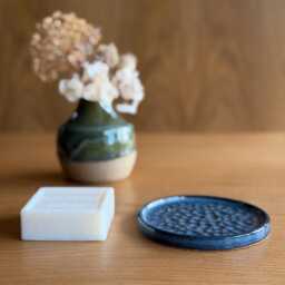 Handmade Blue Stoneware Soap Dish - Pottery Bathroom Accessory - 12cm Width - thumbnail 2