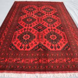 7x10 One Of A Kind Tribal Handmade High Pile Veg Dyes Wool Rug, Geometric Afghan Caucasian Floral Oriental Turkmen Red Bukhara Carpet - thumbnail 2
