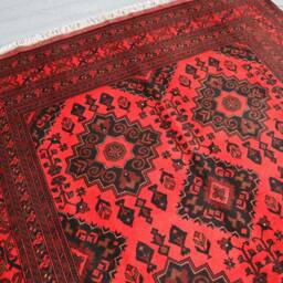 7x10 One Of A Kind Tribal Handmade High Pile Veg Dyes Wool Rug, Geometric Afghan Caucasian Floral Oriental Turkmen Red Bukhara Carpet - thumbnail 3