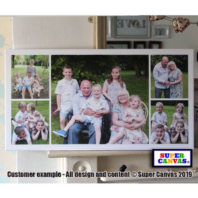 5 Photo Multi Picture Custom Collage Family Wedding Baby Grandchildren Birthday Photography Portrait Wall Art Framed Canvas Print Gift - image 1
