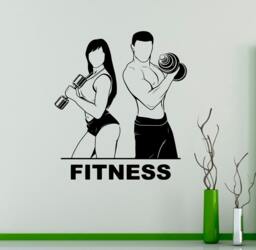 Fitness Gym Wall Vinyl Decal Sport Emblem Sticker Training Home Decor Living Room Murals Housewares Design 10(Fts - thumbnail 1