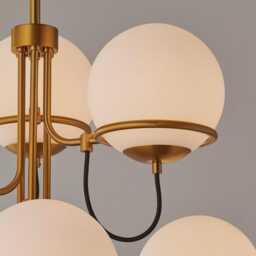 1950's Mid Century 6 Light Celling Flush Mount Fixture Pendant Cosmic Duo Regolith Modern Brass Starscape Chandelier - thumbnail 3