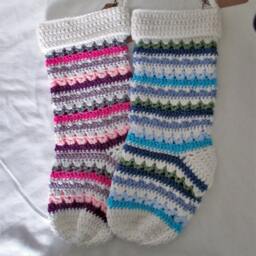 Hand Crocheted Christmas Stocking, Acrylic Yarn, Custom Colors - thumbnail 1