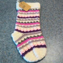 Hand Crocheted Christmas Stocking, Acrylic Yarn, Custom Colors - thumbnail 2
