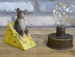 Mouse Sat On Cheddar Cheese Ornament - Figurine Themed Gift