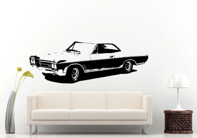 Classic Old School Antique American Muscle Sports Racing Fast Car Automobile Vehicle Wall Decal Vinyl Sticker Mural Room Decor L687 - image 1