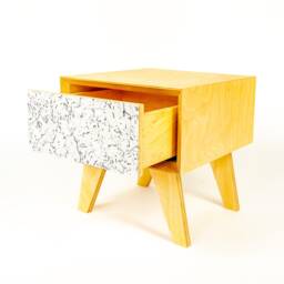 Ready To Ship I Mid Century Modern Scandinawian Style Nightstand Bedside Table Made Of Baltick Birch Plywood & Natural Spanish Cork - thumbnail 3