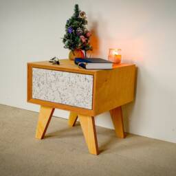 Ready To Ship I Mid Century Modern Scandinawian Style Nightstand Bedside Table Made Of Baltick Birch Plywood & Natural Spanish Cork - thumbnail 4