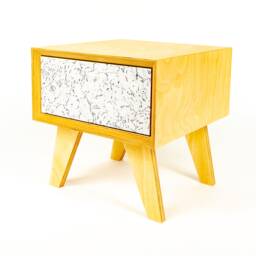 Ready To Ship I Mid Century Modern Scandinawian Style Nightstand Bedside Table Made Of Baltick Birch Plywood & Natural Spanish Cork - thumbnail 1