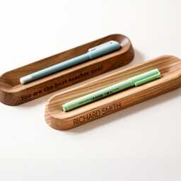Custom Pen Tray For Desk Organizer - Stylish Pencil Stand, Walnut Holder Unique Gift Home Or Office - thumbnail 2