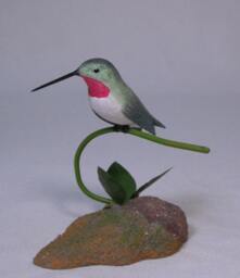 Broad-Tailed Hummingbird Hand Carved Wooden Bird - thumbnail 1
