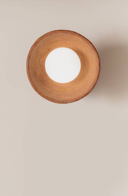 Round Wall Sconce - Size 25 cm - Clay Light, Ceramic Led Ideal For Bedroom, Living Room, Bathroom - image 1