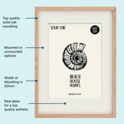 Solid Oak Picture Frame - Photo A2, A3, A4, A5, A6, 5x5, 5x7, 6x8, 8x10, 11x14 Handmade Family Wedding Modern - thumbnail 3