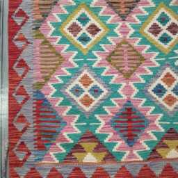 Multicolour Kilim Rug, Handmade Artisan Afghan Turkish Persian Navajo Scandinavian Bohemian Flatweave Natural Wool Rug 156x97 cm - thumbnail 2