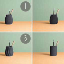 Pencil Pot in Recycled Wood Fiber, 3D Printing, Idea For Office Accessory, Office Storage & Decoration, Scandinavian Design, Gift Home - thumbnail 4