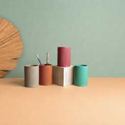 Pencil Pot in Recycled Wood Fiber, 3D Printing, Idea For Office Accessory, Office Storage & Decoration, Scandinavian Design, Gift Home - thumbnail 2