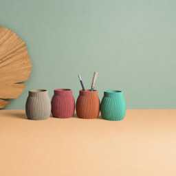 Pencil Pot in Recycled Wood Fiber, 3D Printing, Idea For Office Accessory, Office Storage & Decoration, Scandinavian Design, Gift Home - thumbnail 3