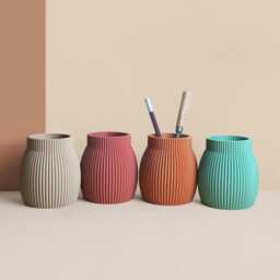 Pencil Pot in Recycled Wood Fiber, 3D Printing, Idea For Office Accessory, Office Storage & Decoration, Scandinavian Design, Gift Home - thumbnail 2