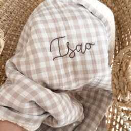 Personalized Baby Blanket - Cotton Gauze & Sherpa, Custom Name Blanket, Gift, Girl Or Boy, Newborn Shower Gift - thumbnail 2