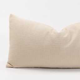 Linen Cotton Striped Throw Pillow Cover, Beige Ivory, Minimalist - thumbnail 2