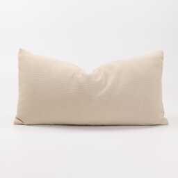 Linen Cotton Striped Throw Pillow Cover, Beige Ivory, Minimalist - thumbnail 1