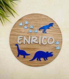Personalised Dinosaur Bedroom Door Sign Wood Veneer Dino Decor - thumbnail 2