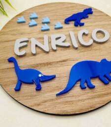 Personalised Dinosaur Bedroom Door Sign Wood Veneer Dino Decor - thumbnail 3