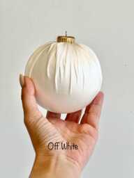 Handmade Off White Satin Christmas Ball Ornament - thumbnail 1