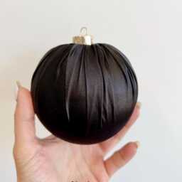Handmade Off White Satin Christmas Ball Ornament - thumbnail 2