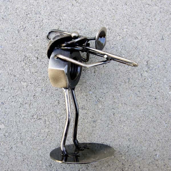 Mr. Frog The Trombone Player Metal Sculpture Stationary
