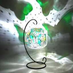 Emerald Green Butterfly Glass Candle Holder, Hand Painted Garden Decor, Votive