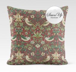 Outdoor Cushion Cover 28 Sizes William Morris Strawberry Thief Crimson Handmade Nature Leaf Gift Waterproof Conservatory Birds - thumbnail 1