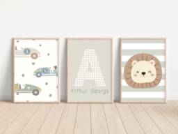 Set Of 3 Muted & Neutral Nursery Or Bedroom Prints - Prints Only, Unframed - thumbnail 1