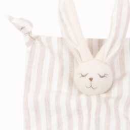 Wool Linen Rabbit Baby Lovey - Knotted Comforter, Newborn Gift - thumbnail 3
