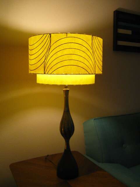 Mid Century Vintage Style 2 Tier Fiberglass Lamp Shade Modern Atomic Retro - image 1