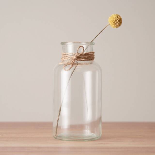 Vintage Botanical Bud Vase Wide Neck Glass Jar - 16cm