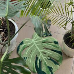 Monstera Leaf Rug, Modern Rug, Plant Bedroom Cute Non-Slip Living Room Floor Mat, Custom Tufted Rug - thumbnail 2