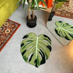 Monstera Leaf Rug, Modern Rug, Plant Bedroom Cute Non-Slip Living Room Floor Mat, Custom Tufted Rug - thumbnail 4