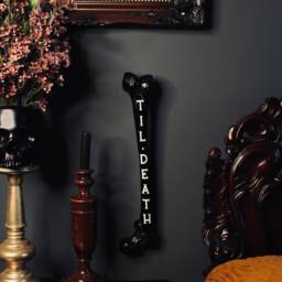 Engraved Femur Bone - Gothic Home Decor, Macabre Wall Art - Resin