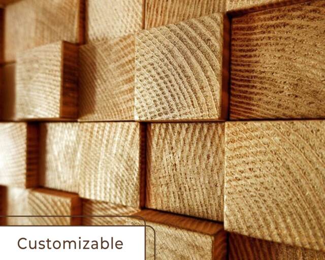 Pine Wood Mosaic Wall Art Modern Nordic Decor - image 1