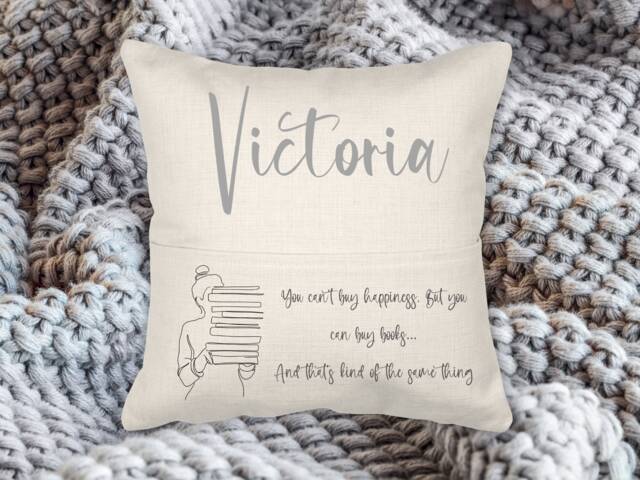 Adult Reading Pillow, Personalised Book Cushion, Birthday Gift For Lovers, Reading Gifts Women, Book Themed Gifts, Book Cushion Mum - image 1