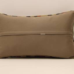 Vintage Turkish Kilim Pillow Cover, Wool Lumbar Cushion - 12x20 In - thumbnail 4
