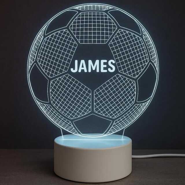 Personalised Football Lamp, Custom Name Led Night Light, Boys Bedroom Decor - image 1